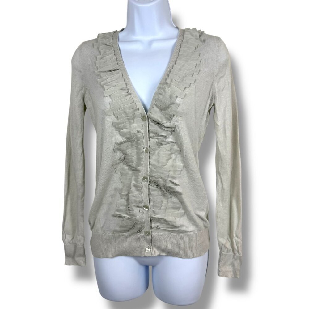 Ann Taylor Sweater Womens Small Petite Gray Old Money Cardigan Coquette Feminine